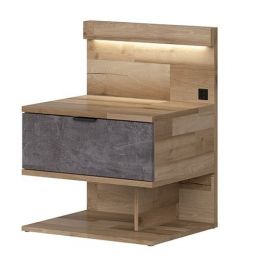 Black Red White Arica Nightstand, 40x50x65.4cm Oak/Grey (L112-KOM1S/L-DASV/ING) | Bedside tables | prof.lv Viss Online