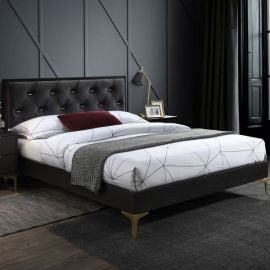 Двуспальная кровать Home4You Poem 160x200 см с матрасом, темно-серого цвета (K288941) | Двуспальные кровати | prof.lv Viss Online