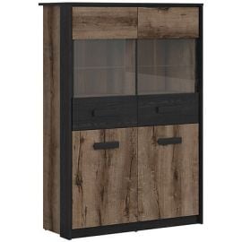 Black Red White Kassel Display Cabinet, 41x100x145cm, Oak/Black (S491-REG2D2W-DMON/DCA) | Living room furniture | prof.lv Viss Online