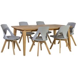 Home4You Retro Dining Room Set Table + 6 Chairs Brown/Grey (K199215) | Dining room sets | prof.lv Viss Online
