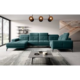 Eltap Neviro Velvetmat Corner Sofa 201x350x77cm, Green (CO-NEV-RT-38VE) | Living room furniture | prof.lv Viss Online