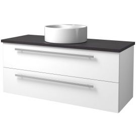 Raguvos Furniture Serena 121 Cabinet with Round Sink White/Black Oak (1431371101) | Sinks with Cabinet | prof.lv Viss Online