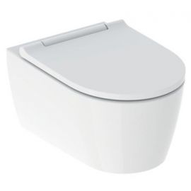 Geberit One Rimless Turbo Flush Toilet Bowl with Horizontal (90°) Outlet and Seat, White (500.201.01.1) | Toilets | prof.lv Viss Online