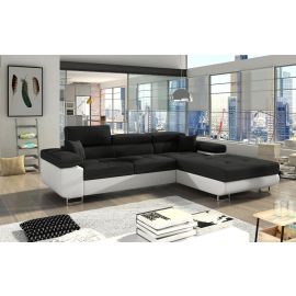 Stūra Dīvāns Izvelkams Eltap Armando Sawana/Soft 205x280x90cm Labais Stūris Melns/Balts (Armd_05) | Izvelkamie dīvāni | prof.lv Viss Online