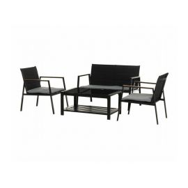 Dārza Mēbeļu Komplekts 4Living Monrovia, Galds + dīvāns + 2 krēsli, Melns/Pelēks (8695) | Outdoor furniture sets | prof.lv Viss Online