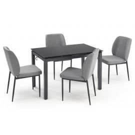 Halmar Jasper Dining Room Set Table + 4 Chairs Grey/Black | Dining room sets | prof.lv Viss Online