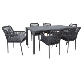 Dārza Mēbeļu Komplekts Home4you Carves, Galds + 6 krēsli, Pelēks (K211911) | Outdoor furniture sets | prof.lv Viss Online