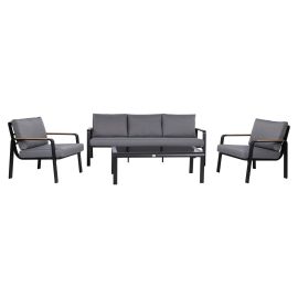 Dārza mēbeļu Komplekts Home4you Lona, Galds + dīvāns + 2 krēsli, Melna/Pelēka (19518) | Home4you | prof.lv Viss Online