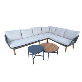 Dārza mēbeļu Komplekts Home4you Tuxedo, Galds + dīvāns + 2 pufi, Zaļa (20592) | Home4you | prof.lv Viss Online