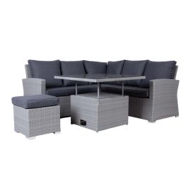 Dārza mēbeļu Komplekts Home4you Samuel, Galds + dīvāns + 1 pufs, Pelēka (20599) | Home4you | prof.lv Viss Online