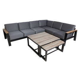 Dārza mēbeļu Komplekts Home4you Felino, Galds + dīvāns, Melna (23523) | Home4you | prof.lv Viss Online