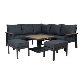 Dārza mēbeļu Komplekts Home4you Parker, Galds + dīvāns + 2 pufi, Pelēka (25234) | Home4you | prof.lv Viss Online