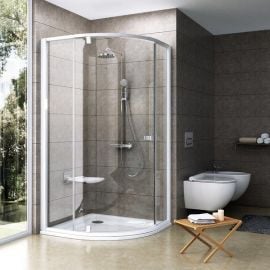 Ravak Pivot 80x80cm, H=190cm PSKK3-80 Quarter-circle Shower Enclosure Transparent White (37644101Z1) | Shower cabines | prof.lv Viss Online