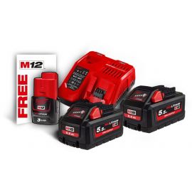 Milwaukee M18 FCOT-522 Charger 12V/18V + Batteries Li-ion 2x18, 5.5Ah / 1x12V, 3Ah (4933464713) | Battery and charger kits | prof.lv Viss Online