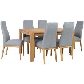 Home4You Chicago New Dining Room Set Table + 6 Chairs Oak (K840293) | Dining room sets | prof.lv Viss Online