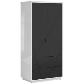 Черно-красно-белый шкаф Forn, 56.5x94x200.5 см, белый/черный (S471-SZF2D2S-BIP/CAM) | Шкафы для одежды | prof.lv Viss Online