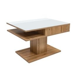 Black Red White Campo Glass Coffee Table, 80x60x50cm, Oak (D05029-LAWA_CAMPO-DWO/BI) | Coffee tables | prof.lv Viss Online