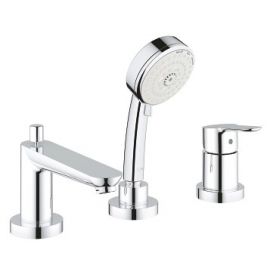 Grohe BauEdge Three-Hole Bath Mixer with Pull-Out Shower, Chrome | Bath mixers | prof.lv Viss Online