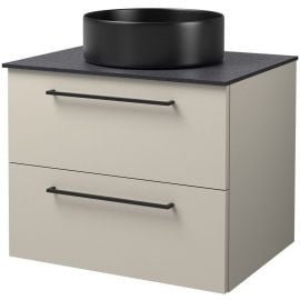 Raguvos Furniture Joy 61 Bathroom Sink with Cabinet Grey Brown/Black with Black Sink (1251332132)