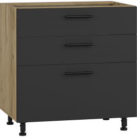 Halmar Vento Free Standing Cabinet, 52x80x82cm, Black/Oak (V-UA-VENTO-D3S_H-80/82-ANTRACYT) | Kitchen cabinets | prof.lv Viss Online