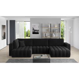 Stūra Dīvāns Izvelkams Eltap Bonito Velvetmat 175x350x92cm, Melns (CO-BON-RT-10VE) | Stūra dīvāni | prof.lv Viss Online