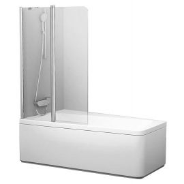 Ravak 10CVS2-100 L Asymmetric Bath Screen 150x99cm Transparent Satin Left (7QLA0U03Z1) | Bath screens | prof.lv Viss Online