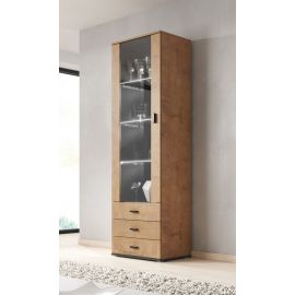 Halmar Soho S1 Display Cabinet, 41x60x192cm, Oak/Black (CAMA-SOHO-WITRYNA-WYSOKA-S1-DALE/CZ) | Display cabinets | prof.lv Viss Online