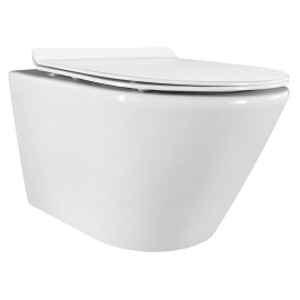 Piekaramais Tualetes Pods Domoletti WH8001 rimless ar SC vāku, balts (502275127) | Tualetes podi - piekaramie | prof.lv Viss Online