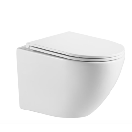 Piekaramais Tualetes Pods Domoletti ME525 rimless ar SC vāku, balts (502275128) | Tualetes podi - piekaramie | prof.lv Viss Online