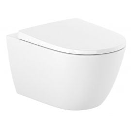 Roca Ona Rimless Wall-Hung Toilet Bowl with Seat, White (KK ONA RIMLESS WH) | Hanging pots | prof.lv Viss Online
