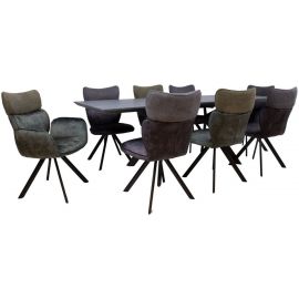 Home4You Eddy 2 Комплект обеденной группы Стол + 8 стульев Черный (K103353) | Наборы для столовой | prof.lv Viss Online