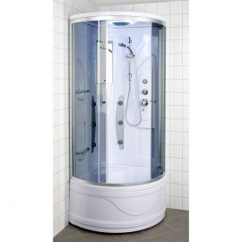 Dušas Kabīne Duschy 92x92cm ar bīdāmām durvīm, pusaplis, ar dziļo dušas paliktni un sifonu, dušas maisītāju un dušas komplektu, 5307 | Dušas kabīnes | prof.lv Viss Online