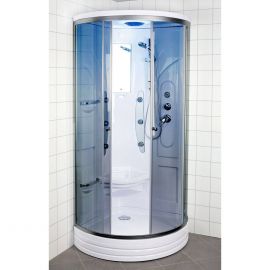 Dušas Kabīne Duschy 5308 92x92cm ar bīdāmām durvīm, pusaplis, ar dušas paliktni un sifonu, dušas maisītāju un dušas komplektu, 5308 | Dušas kabīnes | prof.lv Viss Online