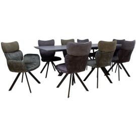 Home4You Eddy 2 Dining Room Set Table + 8 Chairs Black (K103352) | Dining room sets | prof.lv Viss Online