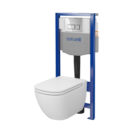 Iebūvējamais Tualetes Pods Cersanit Ar montāžas rāmi S701-759, Ar SC vāku, hromēta poga (502676098) | Система инсталляции для подвесного унитаза (комплекты) | prof.lv Viss Online