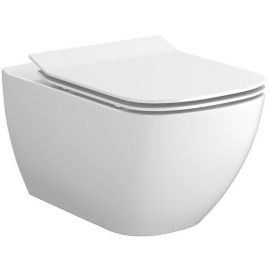 Cersanit Virgo Wall-Hung Toilet Bowl with Horizontal (90°) Outlet, with Seat, White (85650) | Hanging pots | prof.lv Viss Online