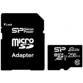 Silicon Power SP256GBSTXBU1V10SP Micro SD Memory Card 256GB, With SD Adapter Black | Memory cards | prof.lv Viss Online