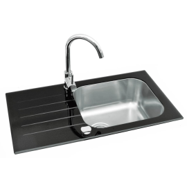 Virtuves izlietne Alveus Glam 20 ar maisītāju, Iebūvējamā, Rūdīts stikls, Melna (502000776) | Virtuves izlietnes | prof.lv Viss Online