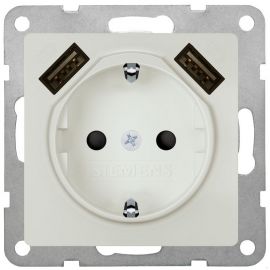 Siemens Delta I-System Socket Outlet with 2 USB 1-gang with Earth, White (5UB1970-0TW01) | Siemens | prof.lv Viss Online