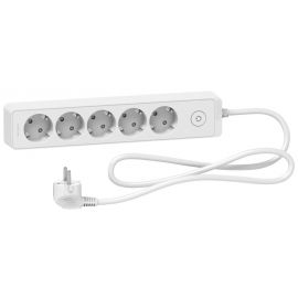 Schneider Electric ST9451W Extended Socket with Grounding and Switch 5-V, 1.5m, White | Extension Cord | prof.lv Viss Online