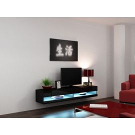 Halmar Vigo New TV Stand, 180x30x42cm, Black (CAMA-VIGO-NEW-RTV-OTW-180-CZ MAT/CZ POŁ) | Halmar | prof.lv Viss Online