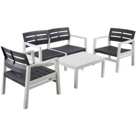 Home4You Surabaya Furniture Set, Table + Sofa + 2 Chairs, White, Black (105460) | Outdoor furniture sets | prof.lv Viss Online
