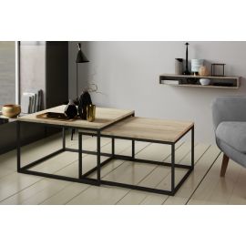 Eltap Clear Coffee Table 75x75x42cm/65x65x36cm, Oak/Black (Clar_1) | Wooden tables | prof.lv Viss Online