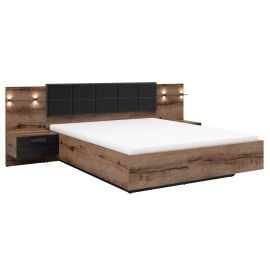 Black Red White Kassel B Double Bed 160x200cm, Without Mattress, Oak/Black | Double beds | prof.lv Viss Online