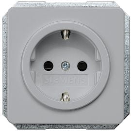 Siemens Delta Profile Flush-Mounted Contact Socket 1-way with Earth, Silver (5UB1468) | Electrical outlets & switches | prof.lv Viss Online