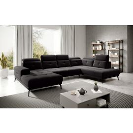 Eltap Bretan Velvetmat Corner Sofa 205x350x107cm, Black (CO-BRE-RT-10VE) | Corner couches | prof.lv Viss Online