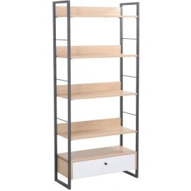 Home4You Study Shelf 30x70x159cm, Oak/Black (40848) | Office shelves | prof.lv Viss Online