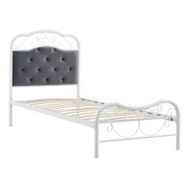 Halmar Fabrizia Single Bed 90x200cm, Without Mattress, White/Grey | Single beds | prof.lv Viss Online