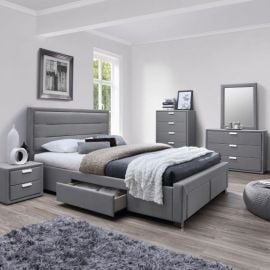 Двуспальная кровать Home4You Caren 160x200 см, без матраса, серого цвета | Кровати с ящиком для белья | prof.lv Viss Online