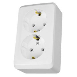 Schneider Electric Prima Earthed Socket Outlet 2P with Ground, IP20, White (WDE001048) | Surface-mounted switches and sockets | prof.lv Viss Online